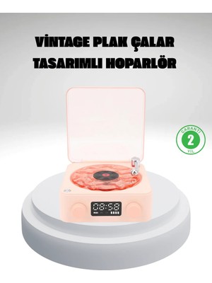 İntora Gece Lambası Stereo Hoparlör Dijital Saat Su Dalgası Efektli 3-Ü-1 Cihaz