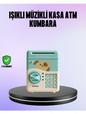 İntora Su Yeşili Elektronik Şifreli Atm Tasarımlı Biriktirme Kumbarası