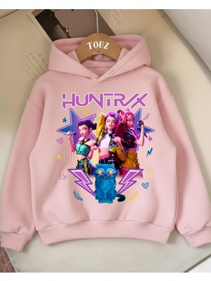 Touz Moda Young Kpop Demon Hunters Pembe 3 Iplik Kalın Sweet Hoodie