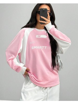 Touz Moda Y2K Streetwear Smarttooth Baskılı Siyah Unisex Oversize Bisiklet Yaka Sweatshirt
