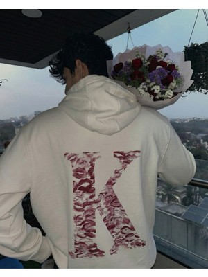 Touz Moda Kiss Design Harfli Oversize Kapüşonlu Sweatshirt Hoodie
