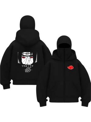 Touz Moda Kar Maskeli Balaclava Anime Naruto Series Baskılı Ninja Hoodie Sweatshirt