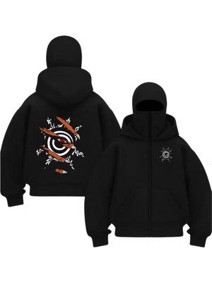 Touz Moda Kar Maskeli Balaclava Anime Naruto Series Baskılı Ninja Hoodie Sweatshirt