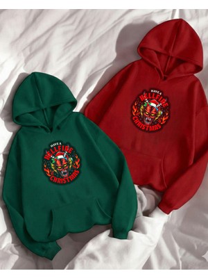Touz Moda Merry Christmas Oversize Kapüşonlu Sweatshirt Hoodie