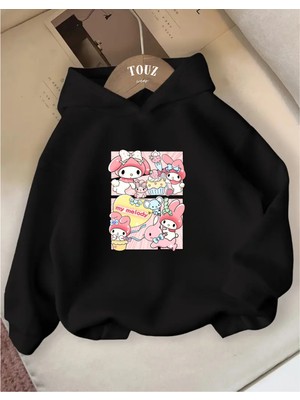 Touz Moda Young Kuromi Melody Cinnemaroll 3 Iplik Kalın Sweet Hoodie