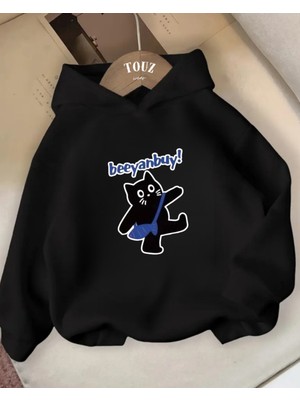 Touz Moda Beeyanbuy Cat Kids 3 Iplik Kalın Sweet Hoodie