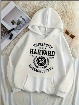 Touz Moda Harvard Streetwear Baskılı Unisex Oversize Kapüşonlu Sweatshirt Hoodie