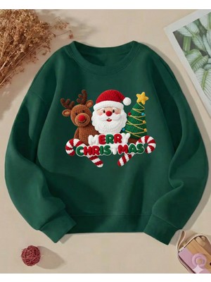 Touz Moda Christmas Design 3 Iplik Kalın Young Bisiklet Yaka Sweatshirt