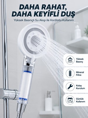 Renas Store Mey Ithalat® Yüksek Basınçlı Filtreli Duş Başlığı Mineral Filtreli Su Tasarruflu El Duşu