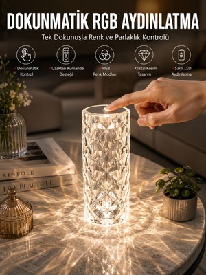 Dokunmatik Kristal Gece Lambası Hediyelik
