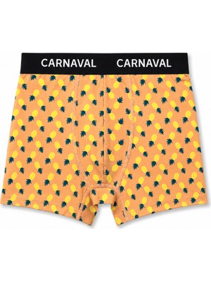 Carnaval Socks CARNAVAL Ananas Desenli Premium Pamuklu Erkek Boxer -Turuncu Renkli