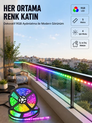 Eco Lounge 5 Metre Kumandalı Rgb Şerit LED Aydınlatma