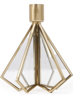 Vitale Elegant Altın Cam Mumluk 12X12X13CM