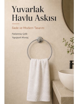 Flextail Yuvarlak Yapışkanlı Krom Yuvarlak Havluluk Banyo Askılığı Havluluğu Metal Paslanmaz Çelik