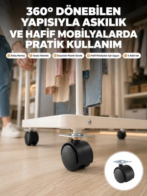 Die Grup 4 cm Kilitsiz Tekerlek Ayak Seti Zemin Koruyucu