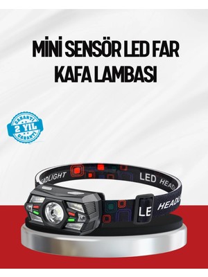 Die Grup Sensörlü LED Kafa Lambası Kırmızı Beyaz Işık Ayarlanabilir