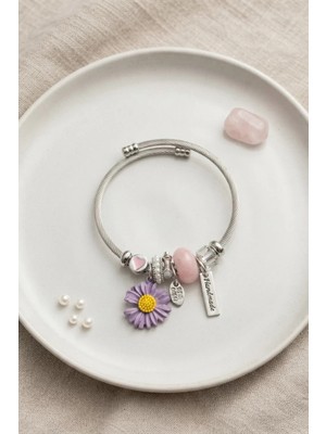 Renas Store Mor Papatya Charmlı Bileklik TJ-BB8822