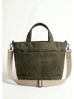 Old Cotton Cargo S Mila Bag Kadın Omuz Çantası Mumlu Kanvas Tote Bag Günlük El Çantası