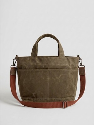 Old Cotton Cargo S Mila Bag Kadın Omuz Çantası Mumlu Kanvas Tote Bag Günlük El Çantası