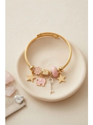 Renas Store Anahtar ve Fil Model Pembe Charmlı Bileklik TJ-BB8753