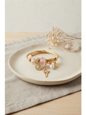 Renas Store Geyik Model Gold Renk Pembe Charmlı Bileklik TJ-BB8665