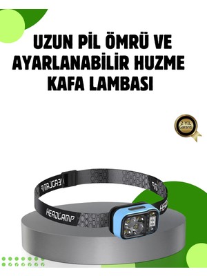 Die Grup 53 Modlu Süper Parlak LED Kafa Lambası Type C Şarjlı Güç Göstergeli