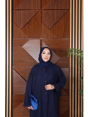 Trendparis Çilek Kumaş Rahat Kesim Tunik & Pantolon Tesettür Takım Lacivert