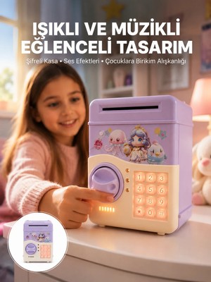 Renas Store Mor Otomatik Para Girişli Elektronik Şifreli Kumbara