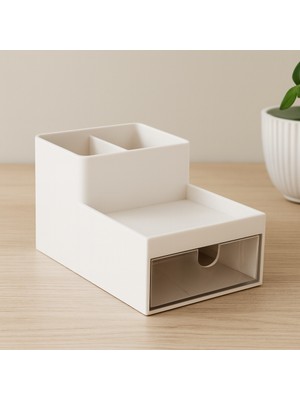 Renas Store Plastik Makyaj Takı Organizer Tek Çekmeceli 3 Bölmeli 16X9.5 cm