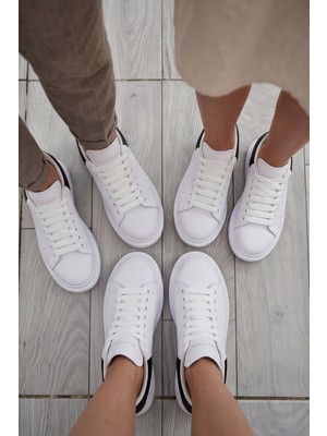 Liarca Liaquenn - Rahat ve Hafif Yüksek Tabanlı Yürüyüş Günlük Spor Giy Çık Unisex Beyaz-Siyah Sneaker Ayakkabı