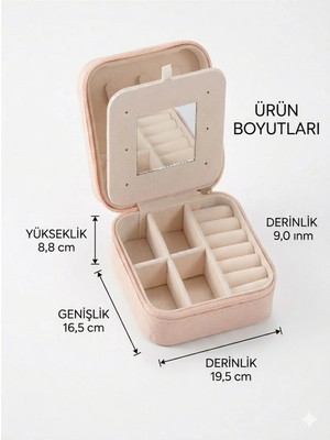 Mucize Mini Seyahat Takı Kutusu Düzenleyici Aynalı Taşınabilir Takı Saklama Kutusu (Pembe)