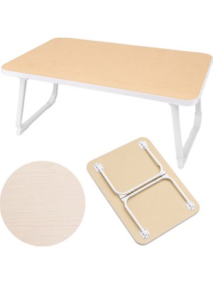 Renas Store SN-29696 Katlanabilir Laptop Masası ve Yatak Koltuk Üzeri Tepsisi Ahşap Desen 70X48CM