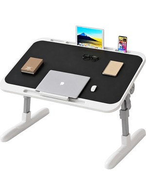 Renas Store SN-29699 Çok Fonksiyonlu Katlanabilir Yatak Koltuk Laptop Masası Yükseklik ve Açı Ayarlı Siyah 60X40CM