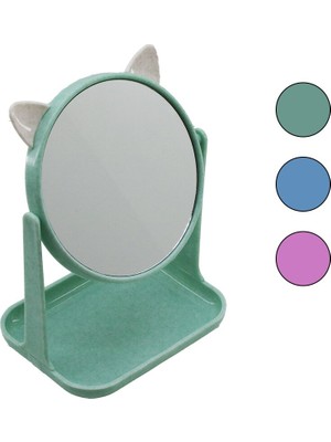 Renas Store 6 Inç - 15CM Yuvarlak Kulaklı Makyaj Aynası Renkli Plastik Takılık SEPETLİ=12X15.5CM