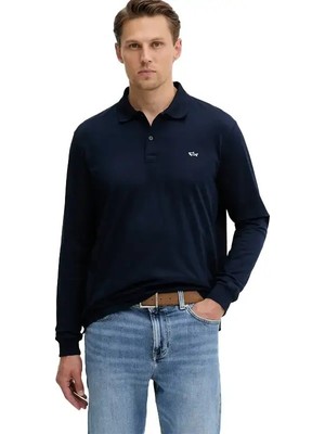 Paul & Shark Erkek Normal Kalıp Pamuklu Pike Kumaşlı Logo Nakışlı Kısa Kollu Mavi Polo Yaka T-Shirt 99311003-013