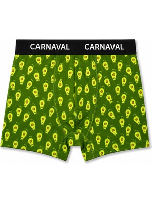 Carnaval Socks Carnaval Avokado Desenli Premium Pamuklu Erkek Boxer - Yeşil Renkli