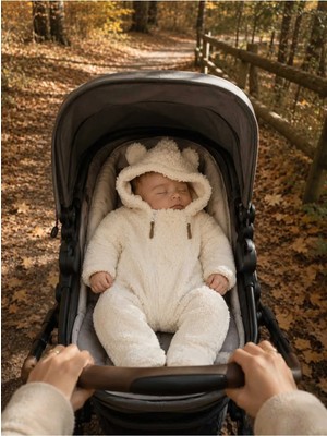 Omeca Concept Welsoft Peluş Bebek Tulumu – Kapüşonlu Kulak Detaylı Kışlık Bebek Tulumu