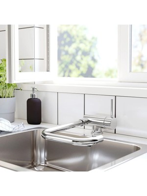 Mucize B07 Juttern Öne Eğilebilir Krom Kaplama 35 cm Lavabo Musluğu Dar Mutfaklar Karavan Tekne Için
