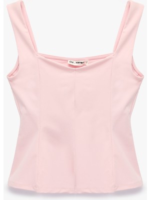 Koton U Yaka Slim Fit Peplum Kolsuz Bluz