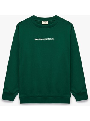 Koton Pamuklu Uzun Kollu Bisiklet Yaka Baskılı Sweatshirt