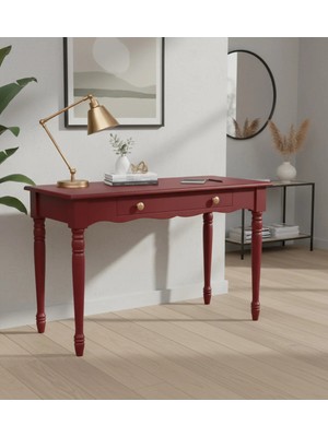 Roys Ahşap 110 cm Masif Kırmızı Tornalı Çalışma Masası