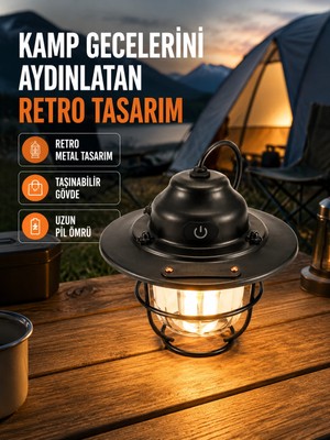 Uravas Store Dekoratif ve Fonksiyonel Taşınabilir Kamp Gece Lambası