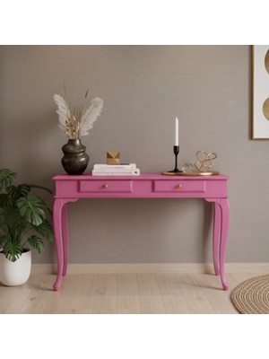 Roys Ahşap 110 cm Masif Lükens Pembe Çalışma Masası