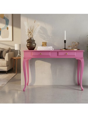 Roys Ahşap 120 cm Masif Lükens Pembe Çalışma Masası
