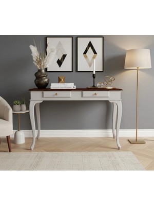 Roys Ahşap 120 cm Masif Lükens Açık Gri Ceviz Çalışma Masası