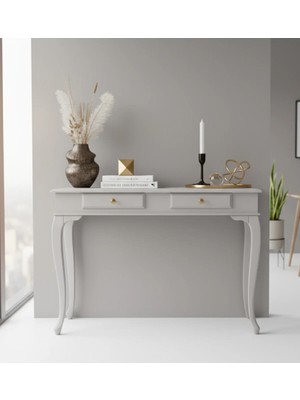 Roys Ahşap 110 cm Masif Lükens Açık Gri Çalışma Masası