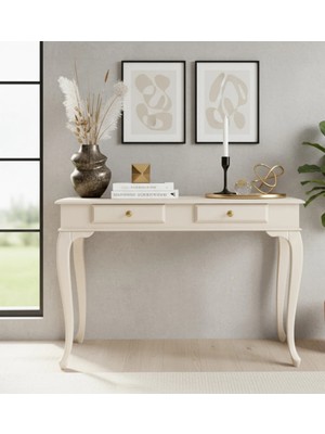 Roys Ahşap 100 cm Masif Lükens Krem Çalışma Masası