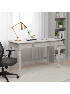 Roys Ahşap 110 cm Masif Açık Gri Tornalı Çalışma Masası