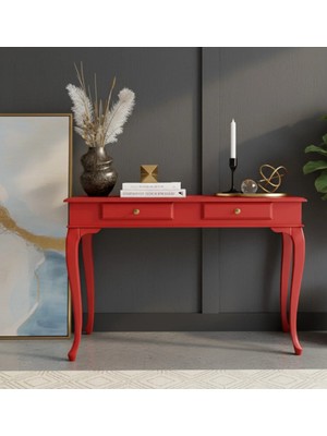 Roys Ahşap 120 cm Masif Lükens Kırmızı Çalışma Masası