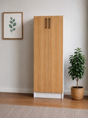 Demezler Mobilya Modern Ahşap 2 Kapaklı Çok Amaçlı Kiler Dolabı Saklama Dolabı Mutfak Dolabı 130x50x30